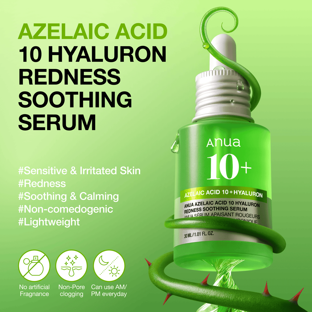 Anua Azelaic Acid 10% Hyaluron Soothing Serum - Routisca