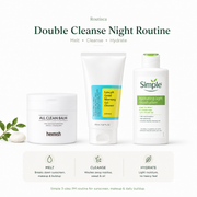 Routisca Double Cleanse Night Routine skincare kit for sunscreen and makeup removal